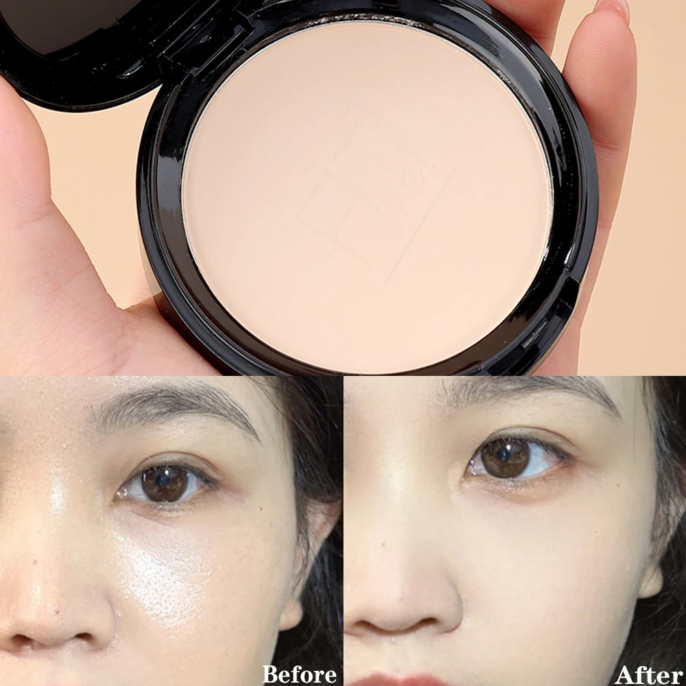 Waterproof Pressed Powder Natural White Brighten Oil Control Concealer Long Lasting Natural Face Makeup Setting Powder Cosmetic