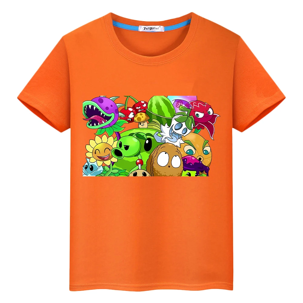 تي شيرت قطن 100% للأطفال الأولاد 10 سنوات نباتات مقابل الكسالى طباعة Kawaii قصير y2k قطعة واحدة ملابس أنيمي تي شيرت فخر ملابس الفتيات