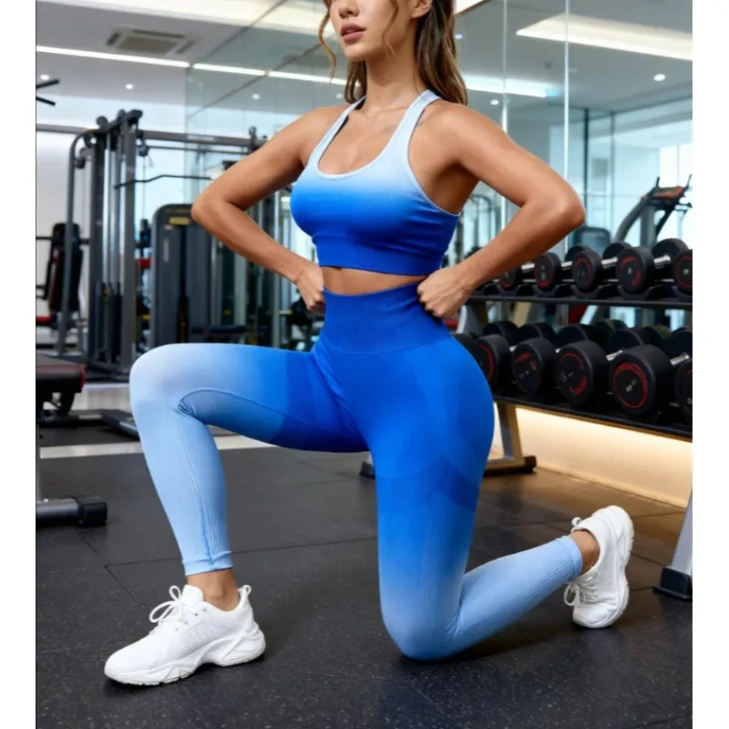 

Krisnanas Gradient Yoga Suits Women 2025 U Neck Tanks Top Hip Lifting Skinny Leggings Smooths Sporty New in Matching Sets 116863