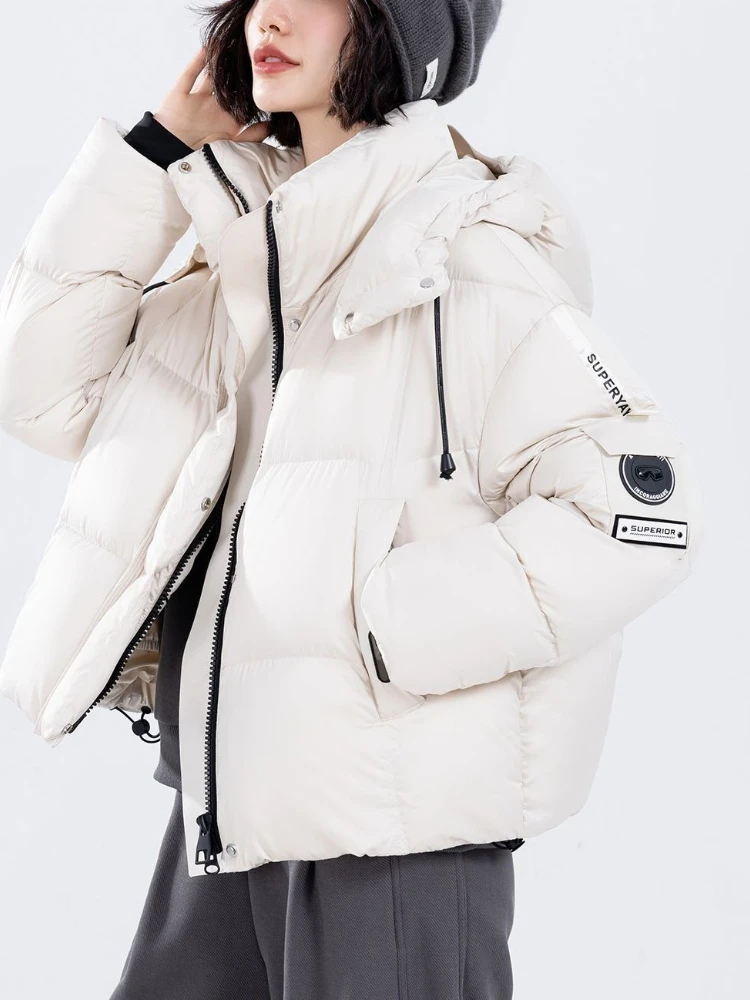 Inverno nova moda streetwear casacos curtos feminino fino manga longa para baixo casacos vintage elegante escritório casual jaqueta de algodão quente