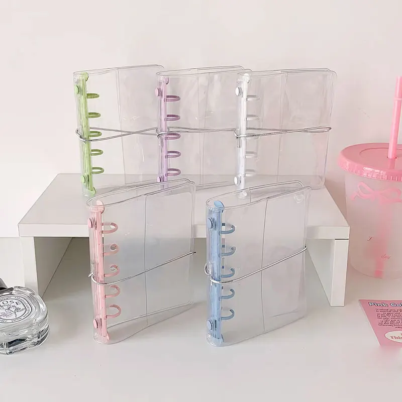 M5 5 buracos pvc folha solta caderno transparente folha solta pasta capa diário sketchbook acessórios diário material de escritório