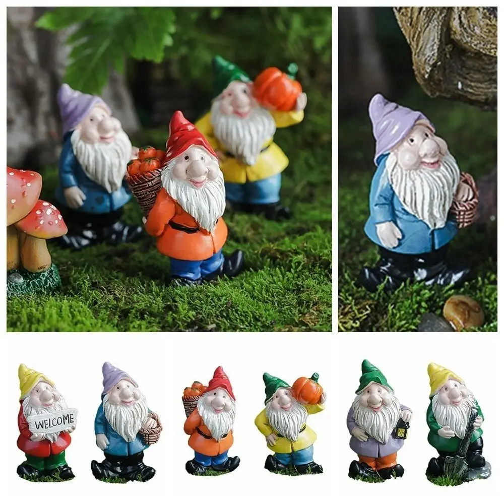 Multicolor Mini Gnome Figurines Desktop Decoration Micro Landscape Miniature Dwarfs Statue Moss Terrarium Handicraft