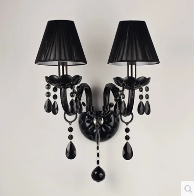 

2026 Factory Direct Sell Crystal Wall Lamp Candle Led E14 Bulbs Black With/without Fabric Lampshade 1/2 Head