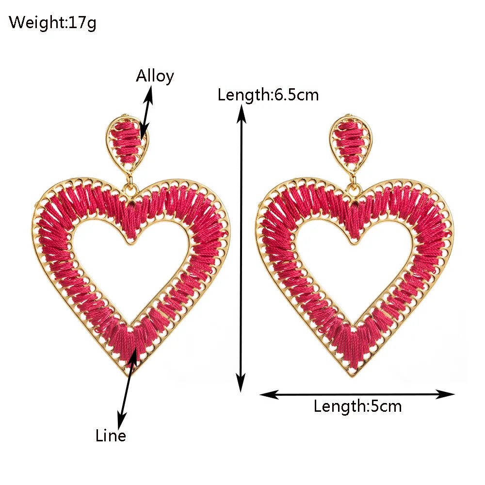 Fashion hollow love earrings pure hand-wound light luxury versatile stud earrings temperament advanced party earrings