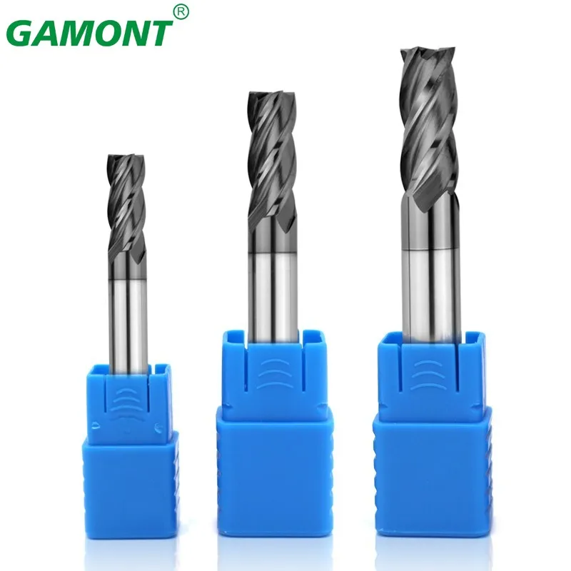 GAMONT  HRC50 4-Flute Milling Cutter Tungsten Steel Carbide Nano Coating Flat End Mill For CNC Maching Machine Endmills Tools