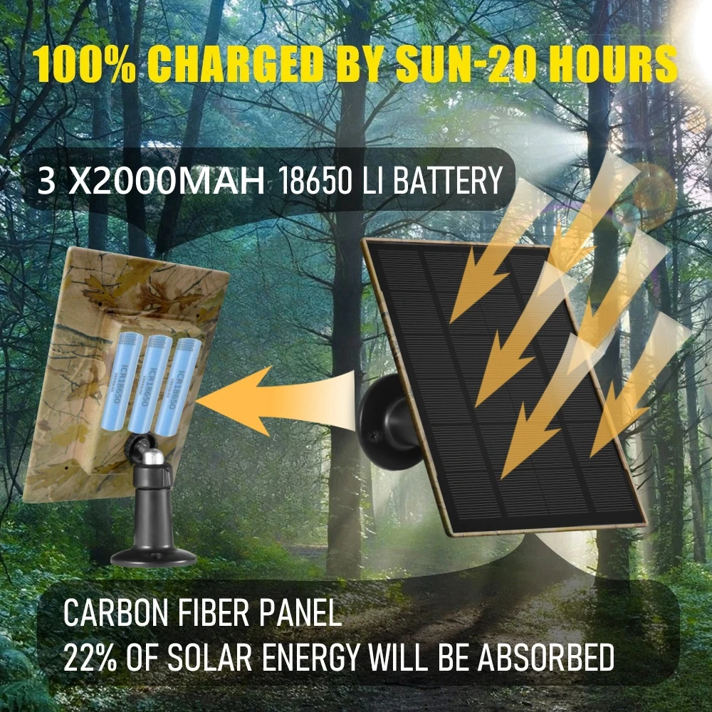 10W Trail Game Camera Solar Panel Kit 5V Output 6000mAh Rechargeable Battery Solar Power Bank Solar Charger for Hunting Camera