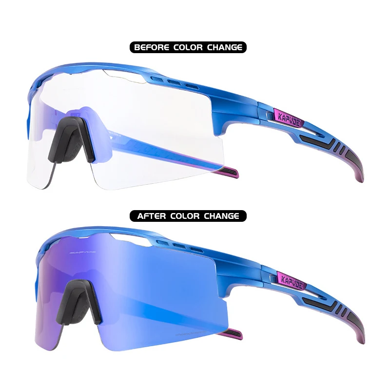 KAPVOE Photochromic Red Blue Cycling Glasses Men MTB Cycling Sunglasses Women Road Bicycle Glasses UV400 Outdoor Glasses