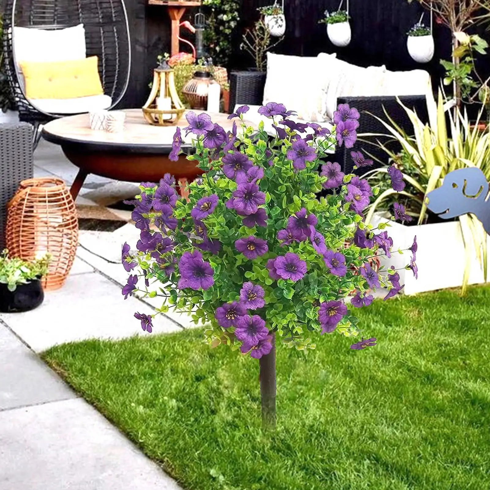 

Outdoor Artificial Flowers Artificial Plants Outdoor Front Porch Realistic UV-Resistant Plants Stake Violet for Porch Garden