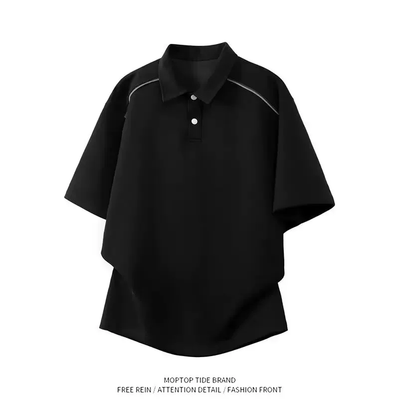 

Loose Casual American Style Pure Color Short Sleeve Shirt Men's Summer T-Shirt Trendy Breathable Polyester Fiber