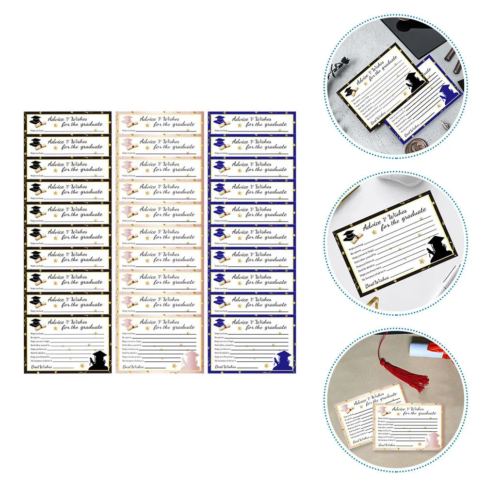 

30Pcs Graduation Theme Greeting Cards Portable Party Blessing Cards for Graduate Gifts Graduation Gift Card Paper Blessing Card