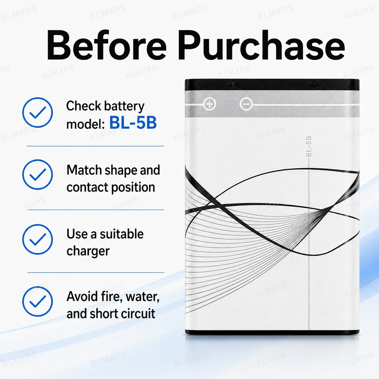BL-5B 890mAh Rechargeable Li-ion Battery Replacement for Nokia 5300 5320 N83 6120c 7360 3230 Phone Speaker