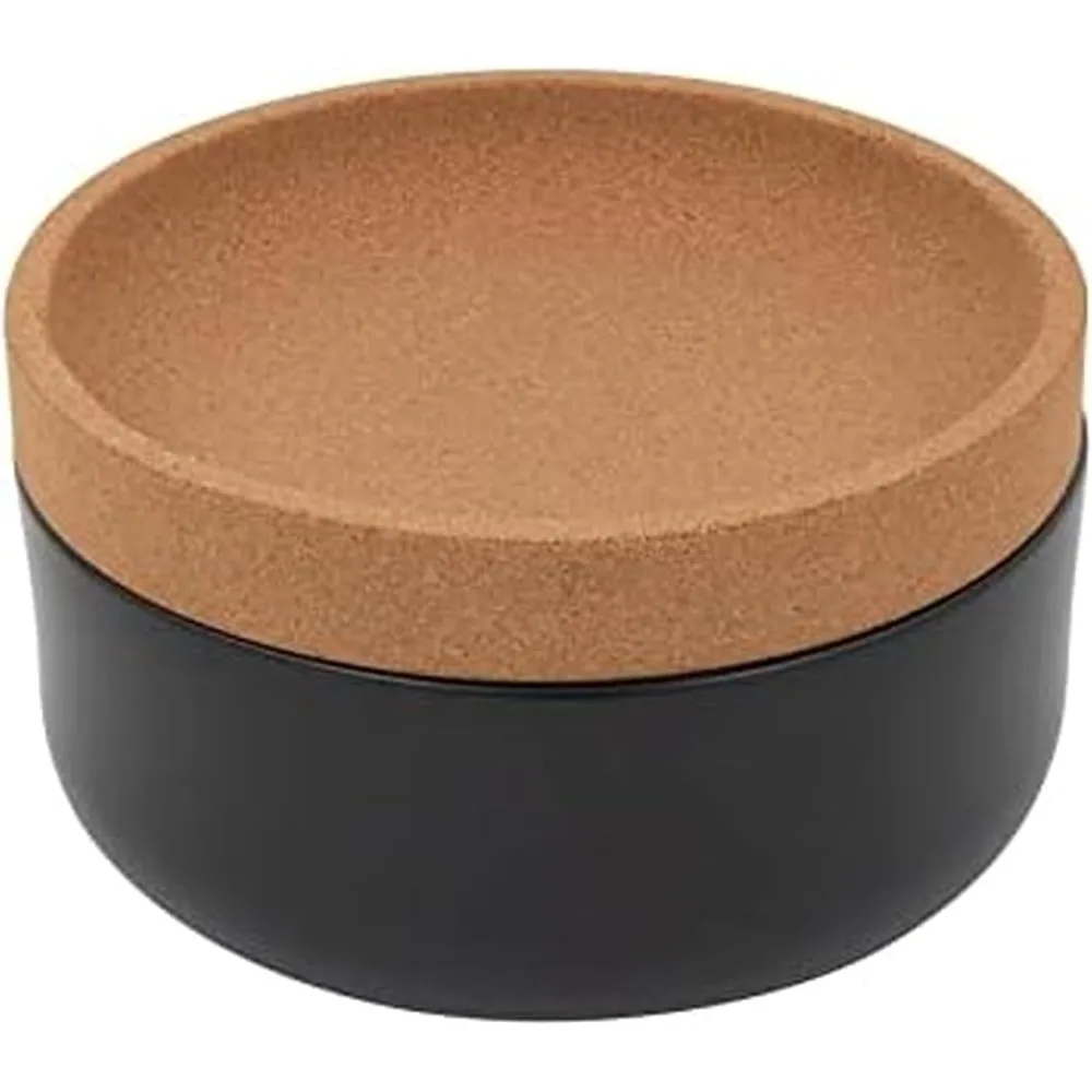 

Large Air-Permeable Produce Bowl with Cork Lid for Prolonging Freshness of Fruits and Vegetables in Natural Black