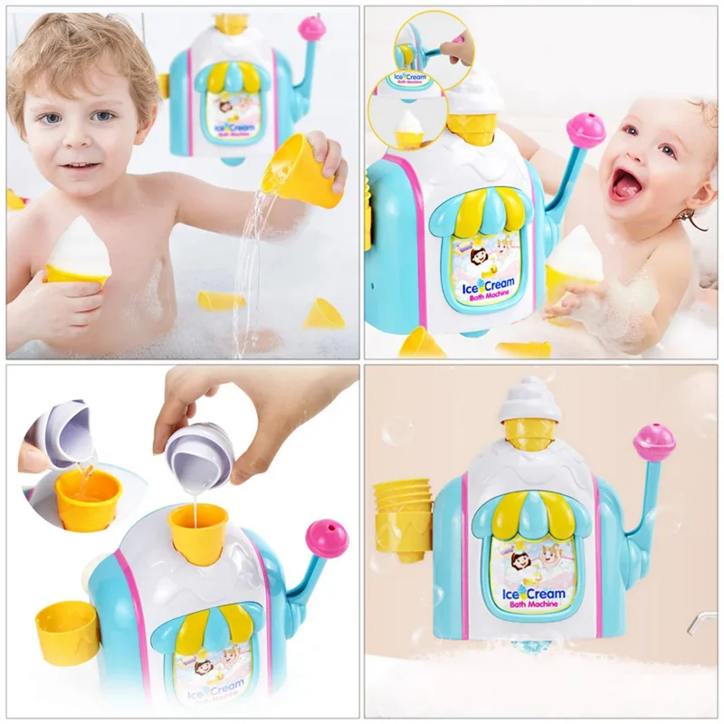 Bubble Ice Cream vendita calda bambini bagno acqua che gioca giocattoli Fun Press doccia bolle macchina bagno ventilatore giocattolo per bambini regalo