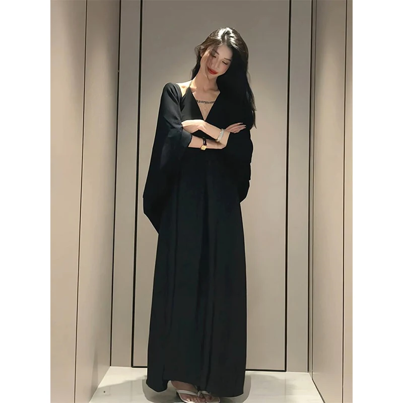 

Женский кардиган больших размеров с V-образным вырезом и бретелями, модный осенний повседневный корейский стиль, свободный крой, длинный рукав