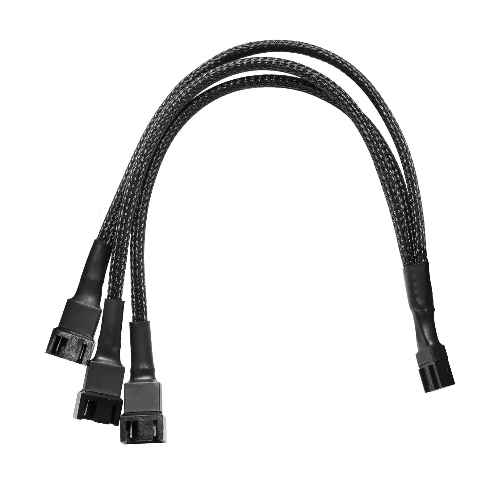 3/4 Pin PWM Fan Cable 1 to 3 Ways Splitter Black Sleeved Extension Cable PMW Fan Connector Cord Lines Computer Wires