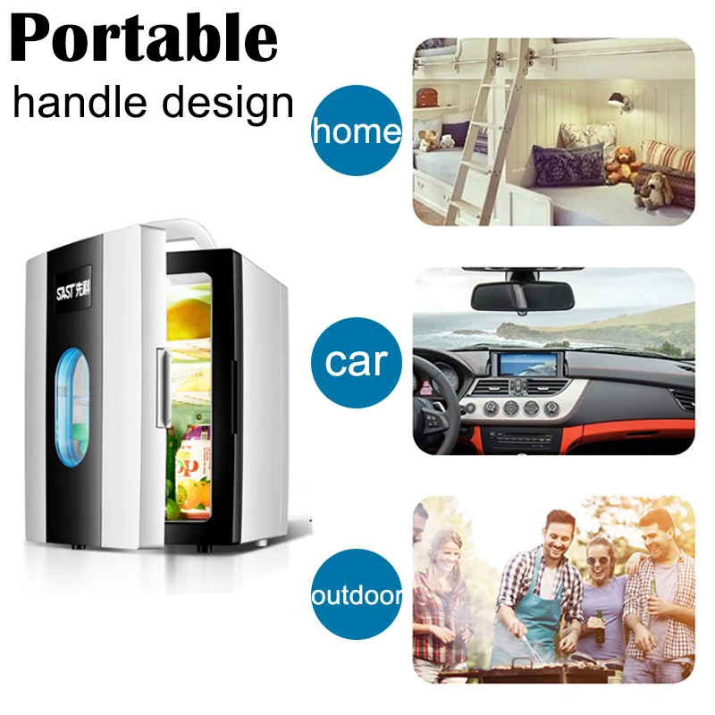 Pequeno Dual-Use Mini Carro Refrigerador, Refrigeração, Estudante Dormitório, Cosméticos, Casa, 10L