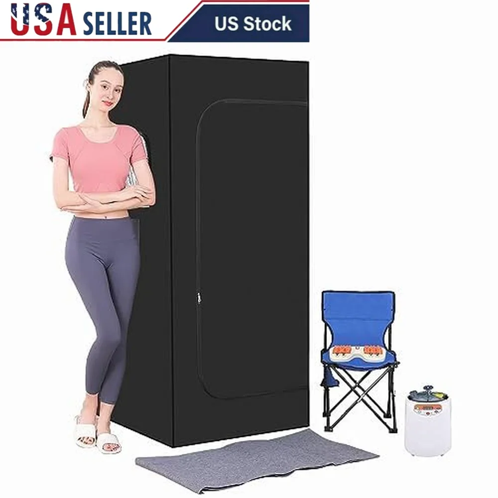 Portable Home Sauna Box with Steam Steamer & Foldable Chair