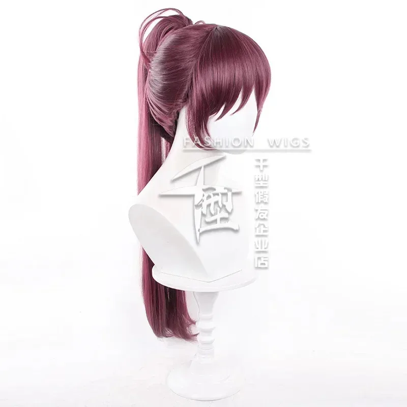 Wig Cosplay Sintetis Anime Sakura Kyoko Panjang 75Cm Wig Ekor Kuda Merah Jujube Hiasan Kepala Rambut Pesta Sakura Kyouko Tahan Panas