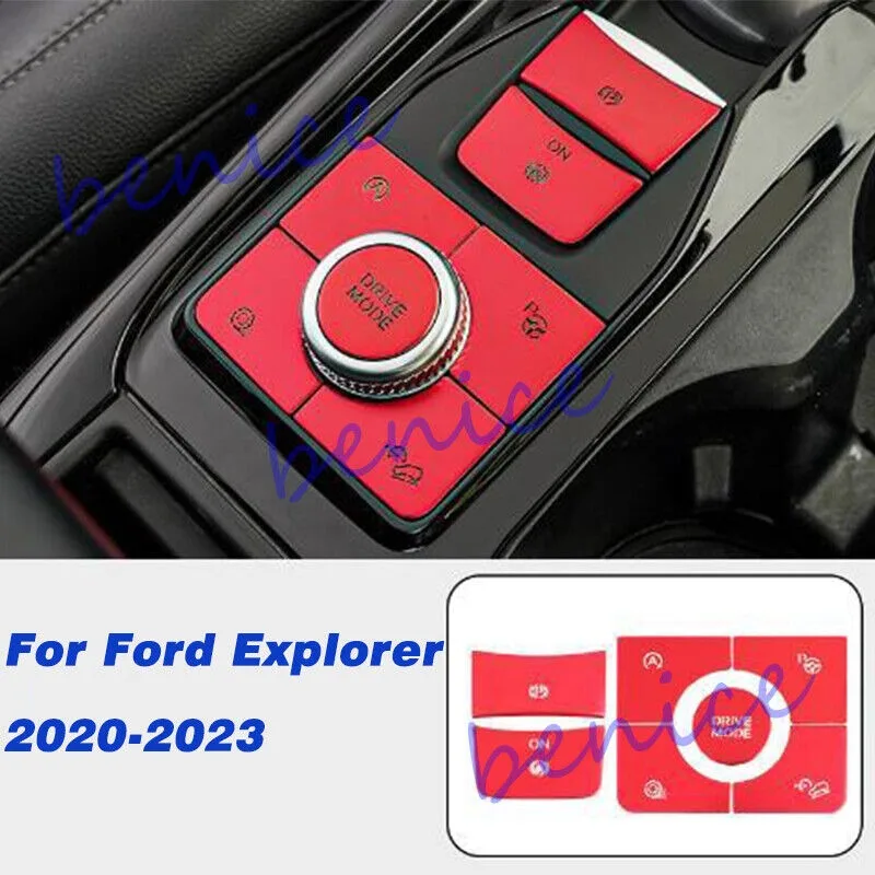 

Center Console Button Cap Cover Trim Red Aluminum For Ford Explorer 2020-2023