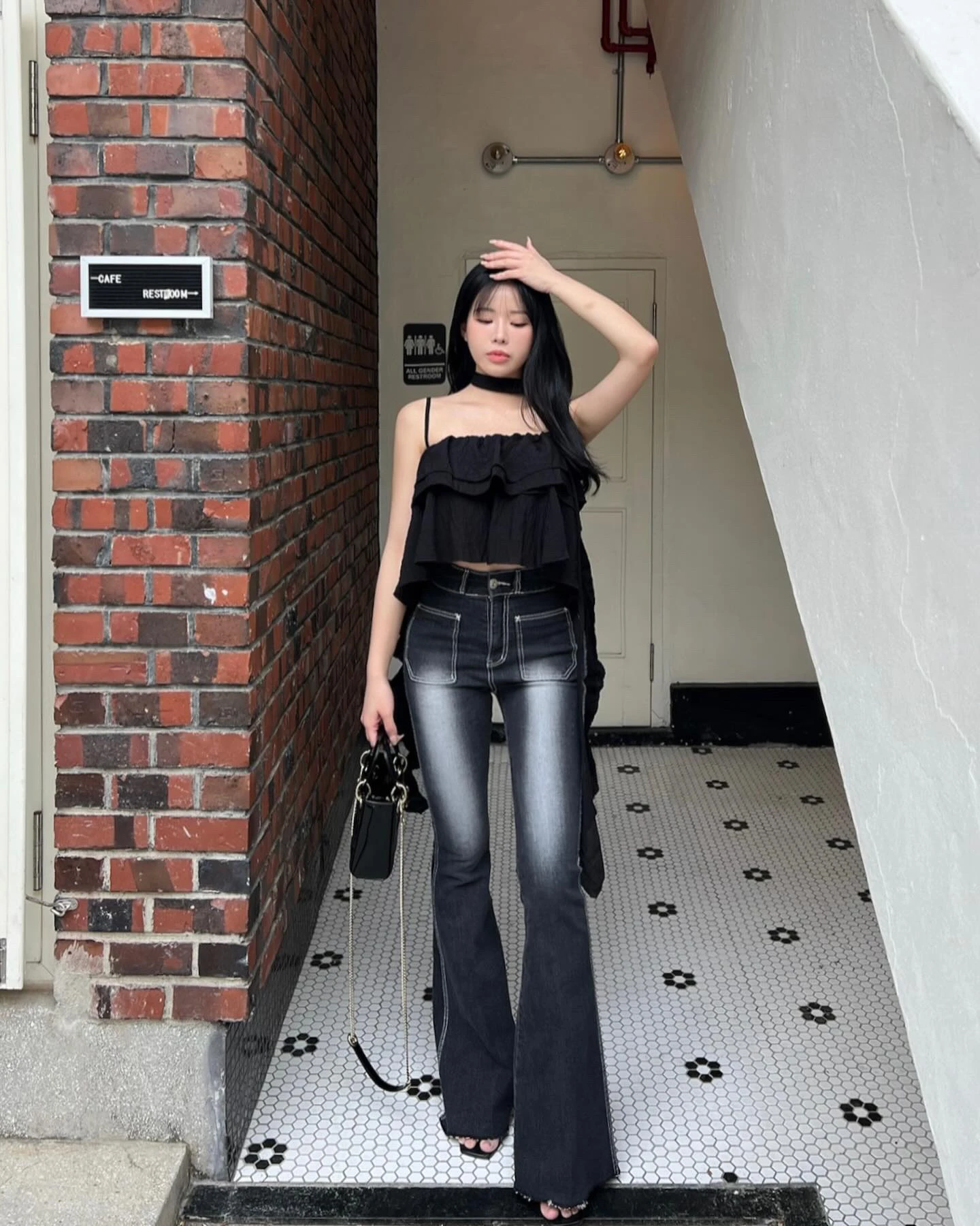 

High Waist Stretchy Bootcut Waed out Denim Jeans Women's Autumn 2024 New Sle Elastic Hip Enhancing High Waist Jeans