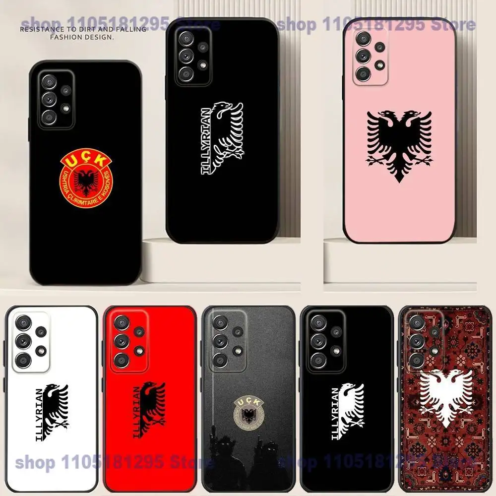 ألبانيا العلم جواز السفر Illyrian النسر قضية الهاتف لسامسونج S25,24,21,22,23,30 ، الترا ، 20 ، زائد الأسود لينة غطاء من السيليكون