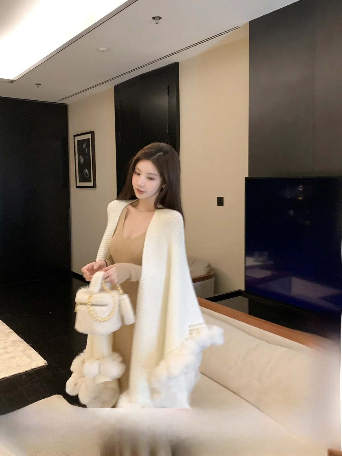 

YOLI Lazy Versatile Women's Winter Coat Sweet Sle Kyoto Stroll Magnolia White Cowl Ne Open Cardigan Regular Fit Online Ex...