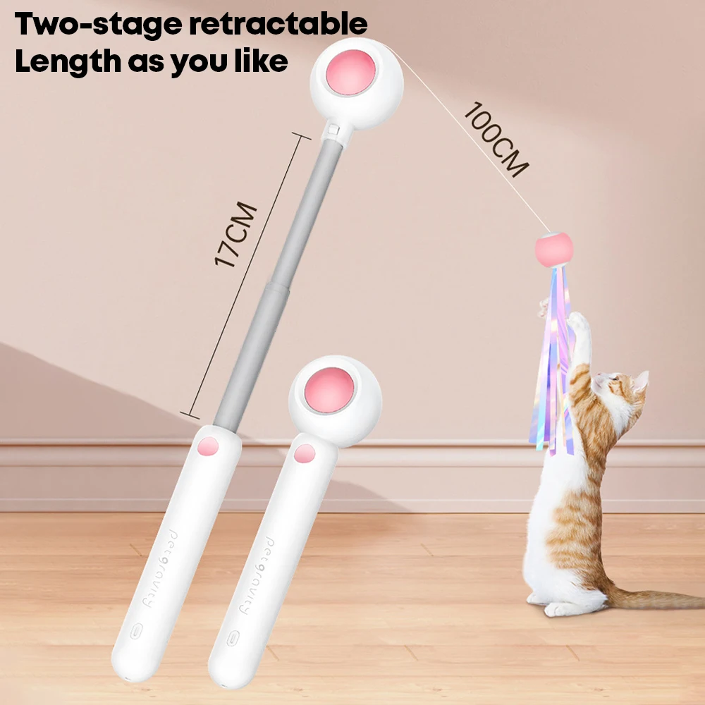 Interactive Cat Toys Retractable Cat Stick Toy For Kitten Playing Cat Laser Teaser Wand Pets Supplies Products Cat Accessories