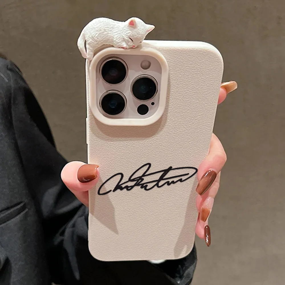 Fall 3D Katze Hund Leder Telefon Fall Für iPhone 17 Pro Fall 16 11 12 15 13 14 pro Max 17 Air 16 15 14 Plus Stoßfest Abdeckung Funda
