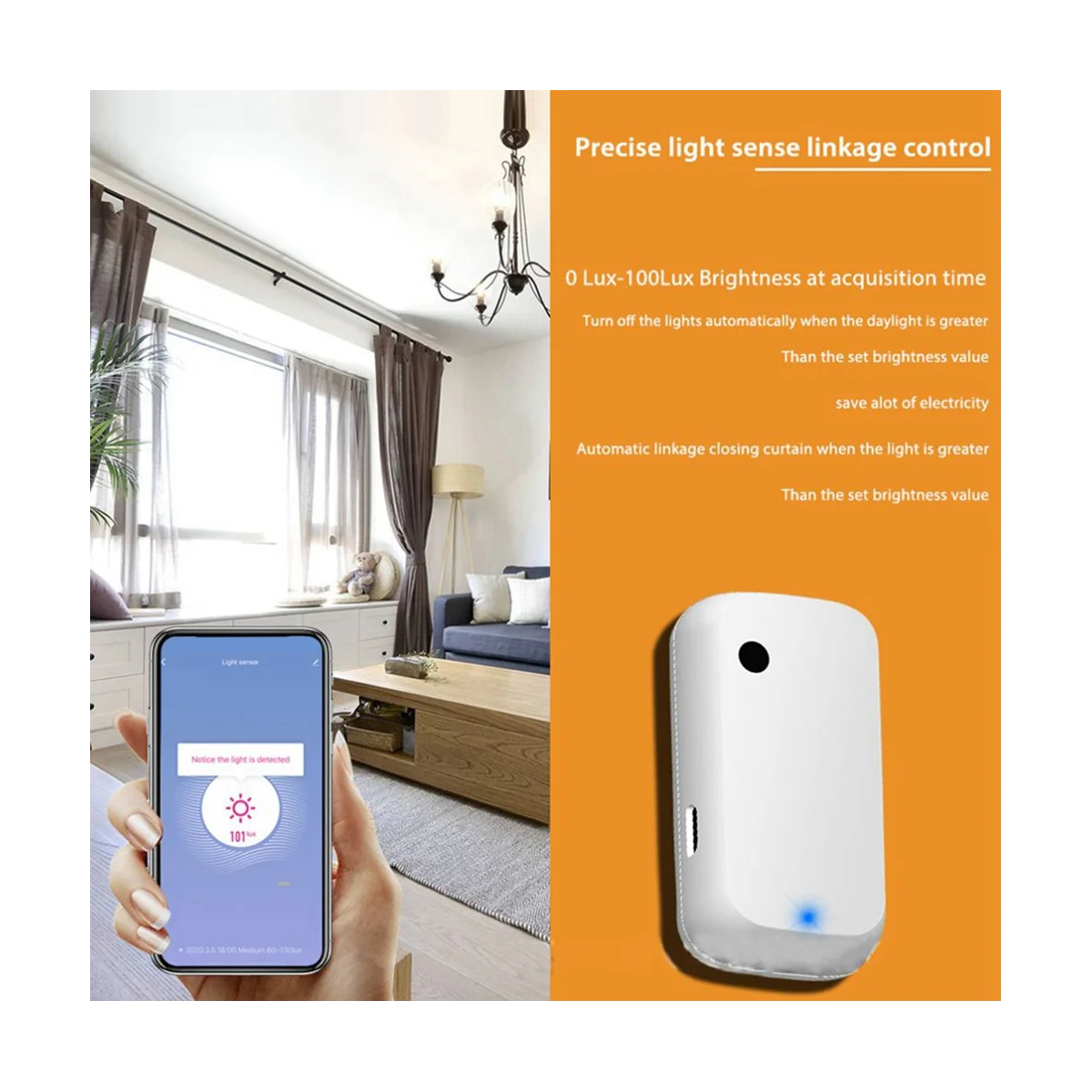 WiFi Light Sensor Intelligent Home Illumination Sensor Linkage Control Brightness Sensor Illumination Automation