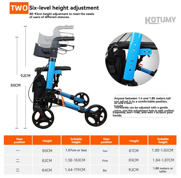 

Aluminum alloy elderly rehabilitation assistance handcart shopping cart foldable with brake