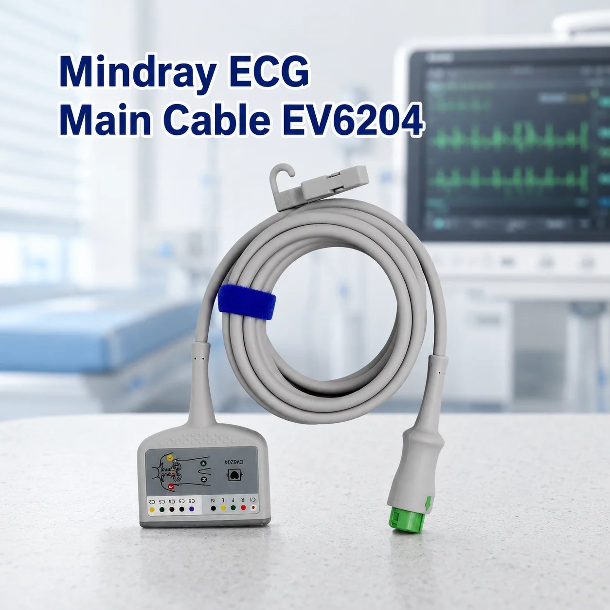 EV6204 12-Lead ECG Trunk Cable | 12-Pin Connector | Defibrillation-Proof Accessory | PN 0010-30-42722