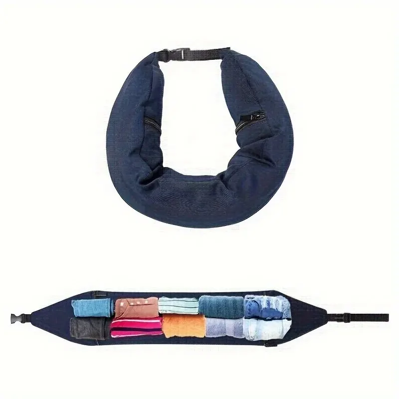 1 Piece Travel Neck Pillow with Clothes Stuff 3-in-1 Neck Travel Pillow to Avoid Extra Baggage Fees Travel Essentials