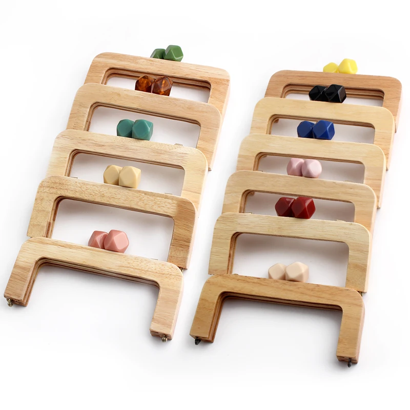 1PCS 19.6cm*8cm Dopamine Macaron Resin Head Wooden Wallet Handle Messenger Bag Knitted Bag Retro Bag Matching Lock Frame