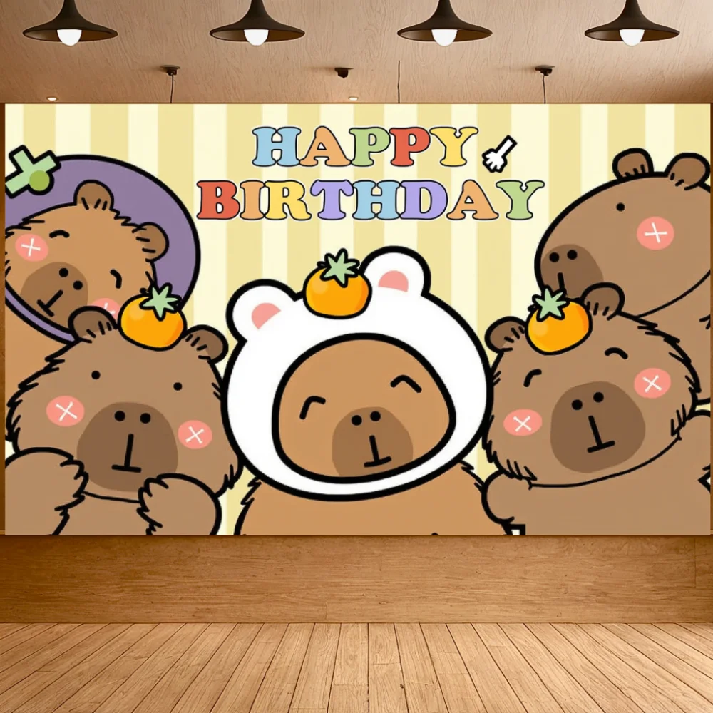 Niedliches orangefarbenes Capybara-Thema, alles Gute zum Geburtstag, Party-Dekoration, Tierballons, Babyparty, Kuchenaufsatz, Banner, Hintergrundzubehör, Geschenkspielzeug