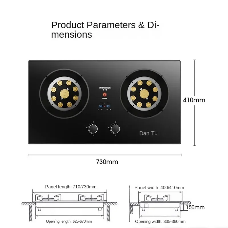 Gas Stove, Dual Stove Household Gas Stove, Embedded Desktop Liquefied Natural Gas, Strong Fire Stove Natural Gas Cooktop