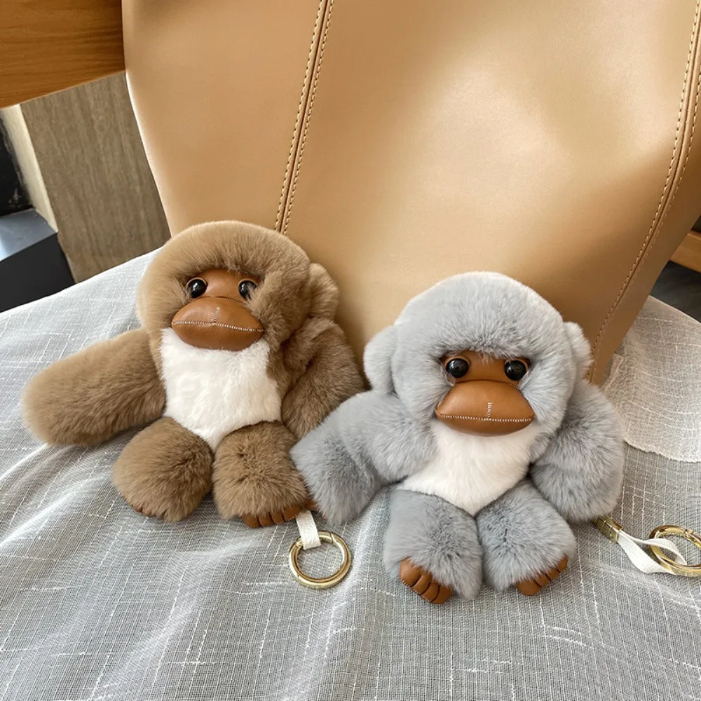 Kuscheltiere Lucky Little Monkey Schlüsselanhänger Plüschpuppe Weiches Fell Rex Kaninchenfell Affe Schlüsselanhänger Kawaii Cartoon