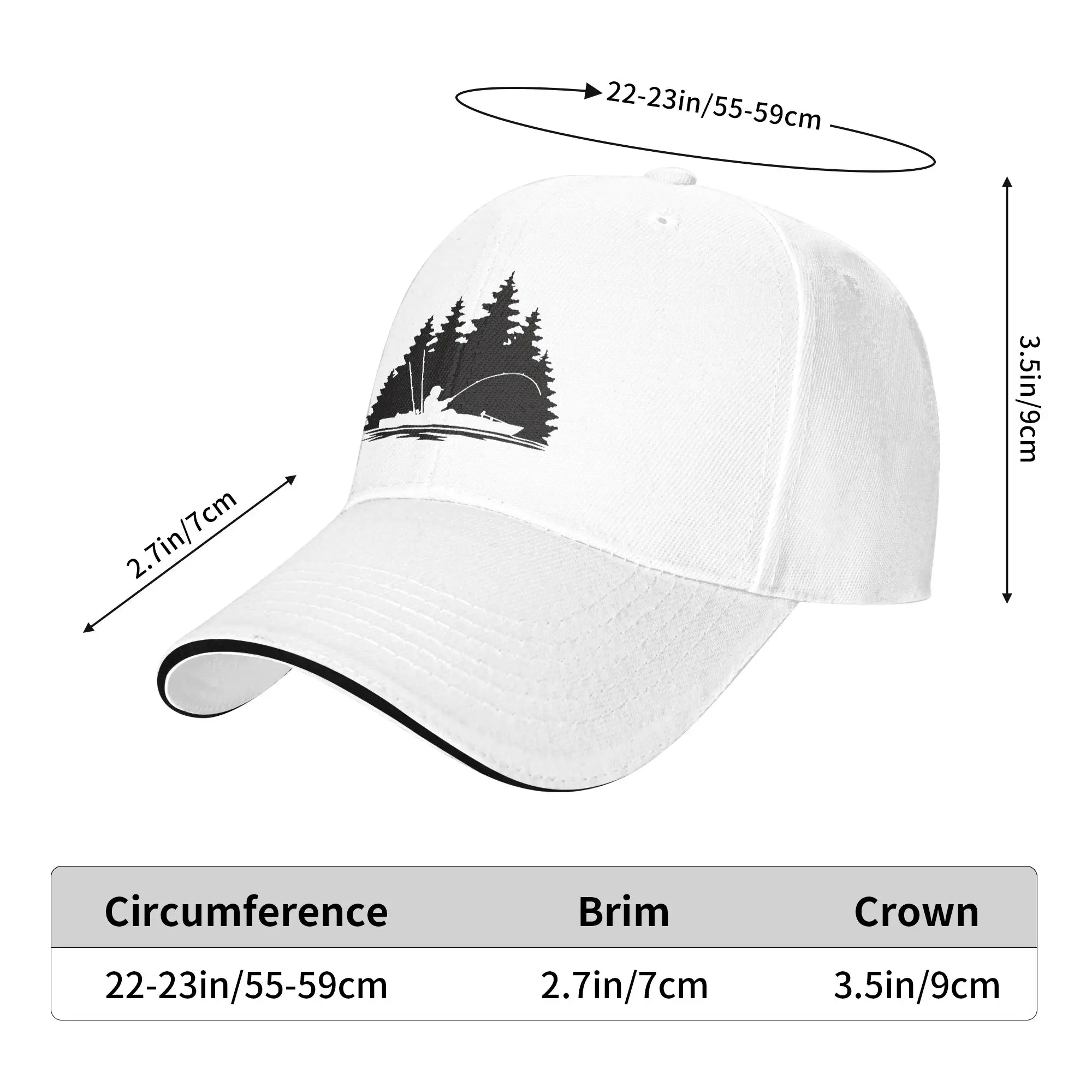 Kayak Fishing Baseball Cap Kayak Fisherman Hunting Camping Sunscreen Trucker Hat Unisex-Teens Stylish Print Baseball Caps