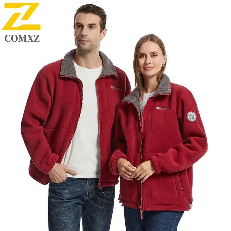 

COMXZ Fleece Jacket Men Solid Color Outdoor Cold Proof Climbing Cycling Handsome Jacket Winter Windproof Snow Ski Designer Coat