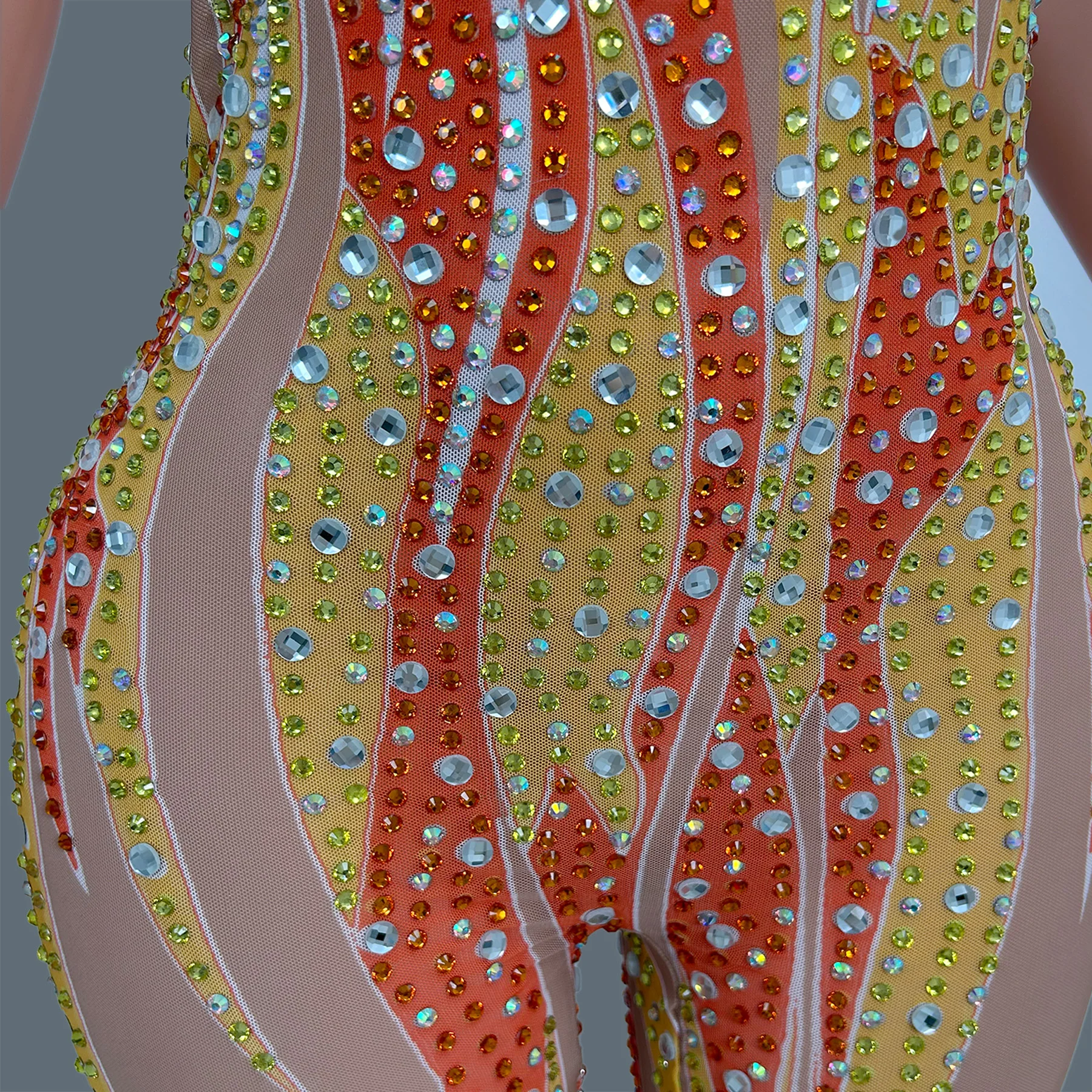 الراقية حجر الراين طباعة ثوب بودي كون ليلة حفلة المرحلة سحب الملكة أداء ارتداء القطب الرقص أكمام بذلة Jinhuowang #6