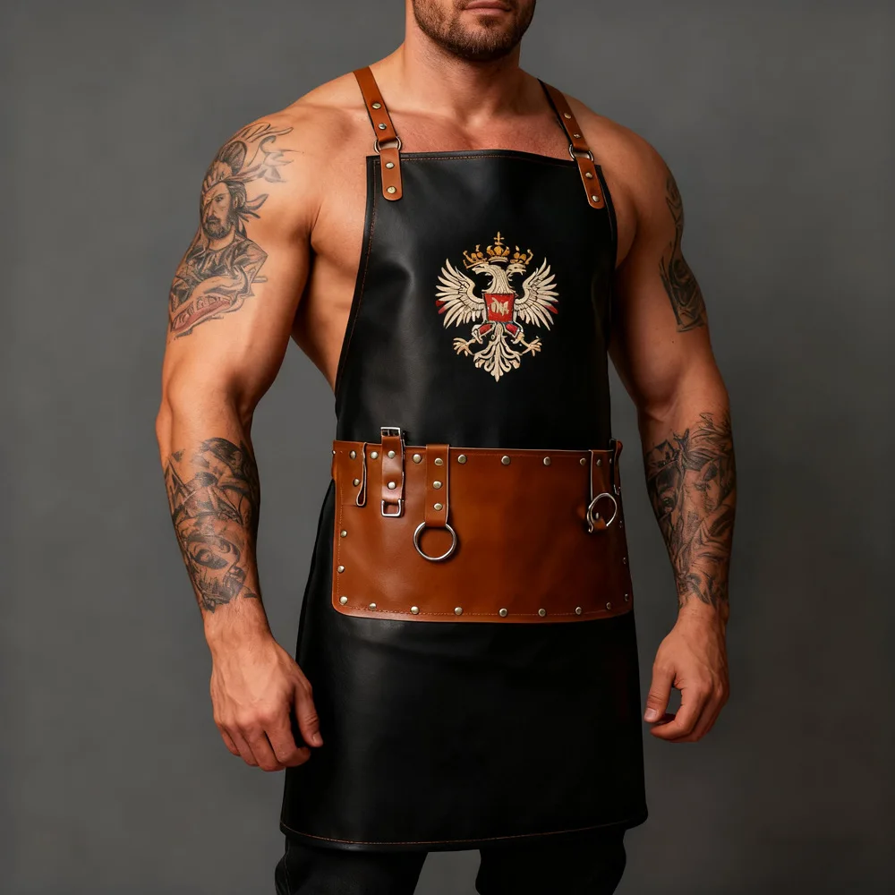 

Customizable Pu Leather Apron For Cafes Bake Shops And Barber Shops Professional Grade Work Uniform