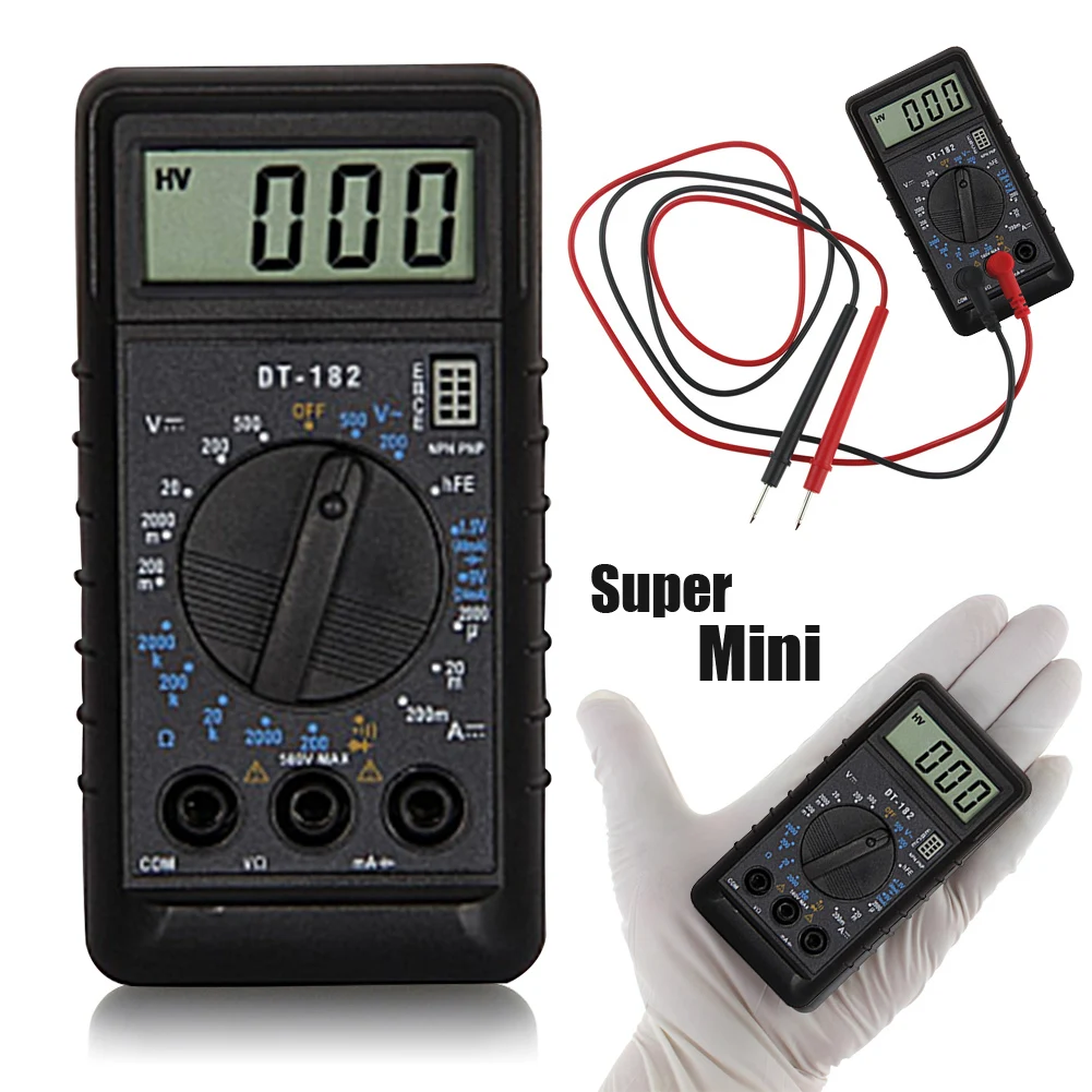 ANENG DT182 Mini Pocket DMM Digital Multi Meter Professional OHM Test Voltmeter Ammeter with Buzzer Dmm Transistor Peak Tester