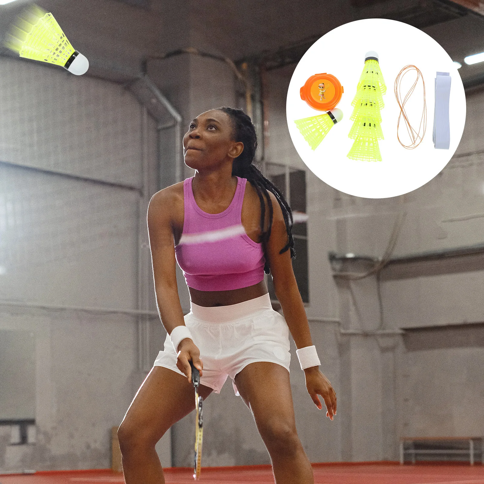 

1 Set Badminton Training Equipment Portable Rebounder For Single Player Indoor Outdoor Practice Tennis Training Tools Family