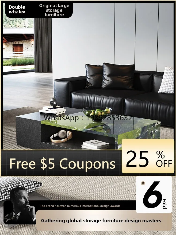 

LYY Full Rock Slab Coffee Table Tea Table Living Room TV Cabinet Combination High-end Small Coffee Table for Home Use