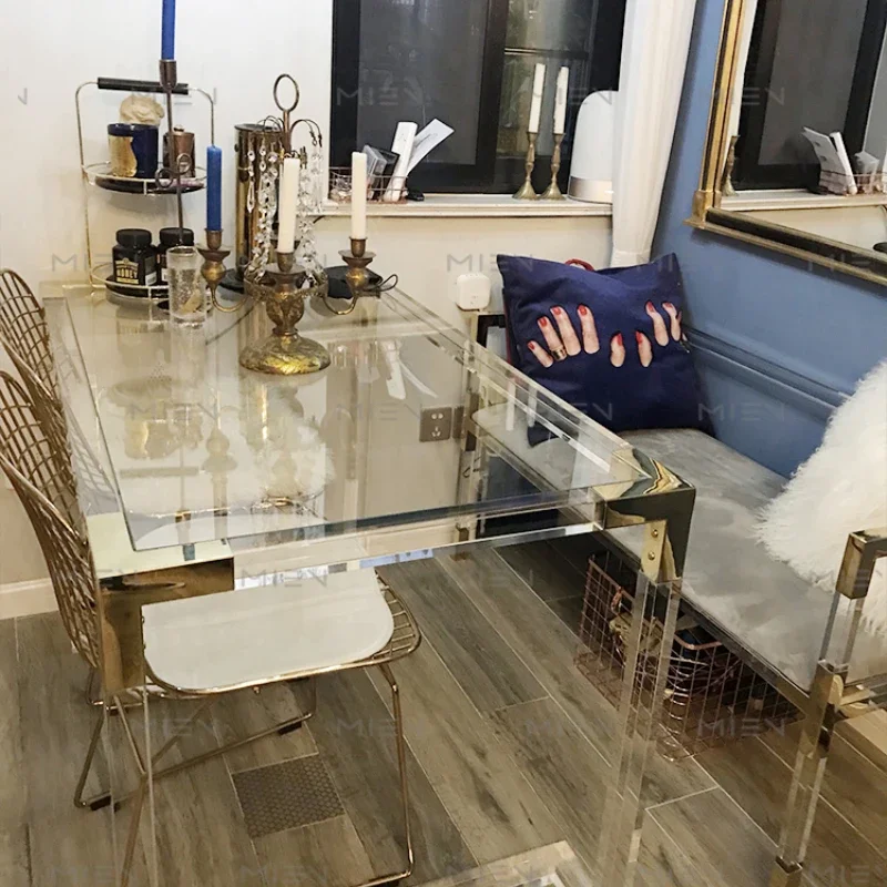 

High Transparent Acrylic Transparent Bedroom Desk Small Space Nail Table