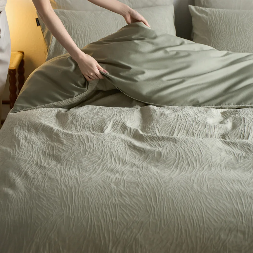 Premium Long Staple Cotton Jacquard 4 Piece Bed Set Pure Cotton Sheet Duvet Cover Luxury Style