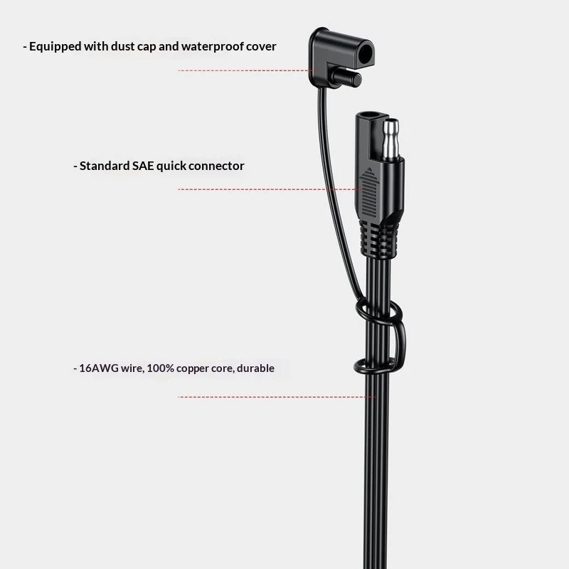 CENJITION 12 24V 18AWG SAE 2 Pin Quick Disconnect to O Ring Terminal Harness Connector Cable for Battery Charger
