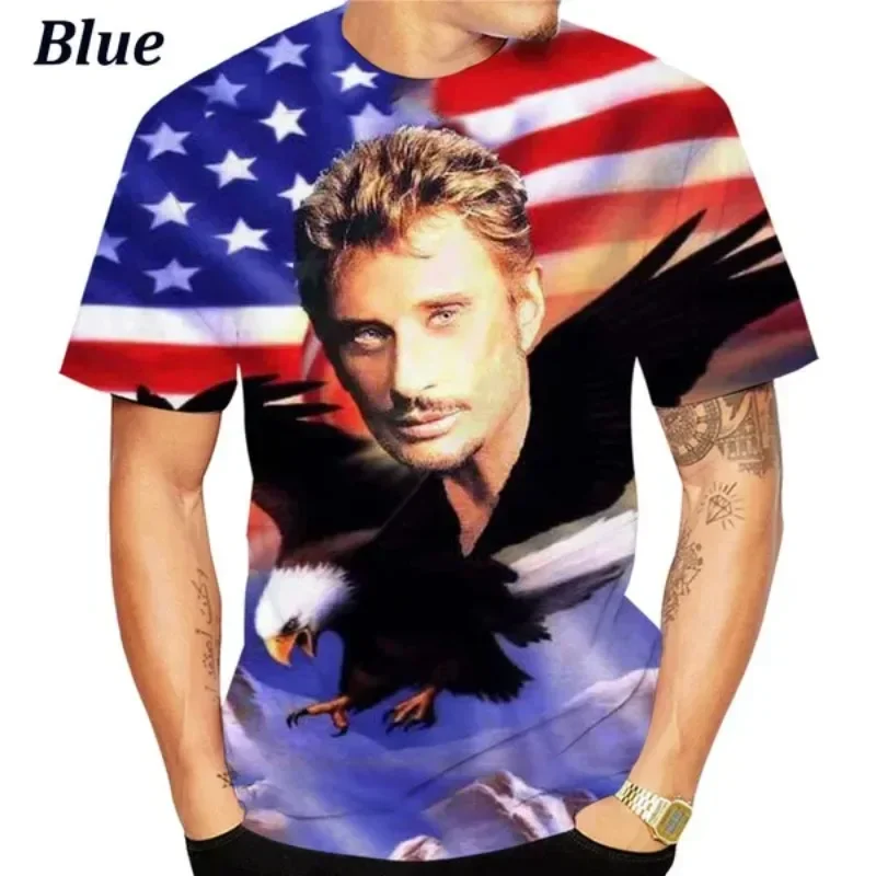 Singer Johnny Hallyday Rock 3d T-shirt Oversized Haikyuu Graphic Streetwear Fashion T Shirts Cosplay Men\'s Clothing Onlyfans