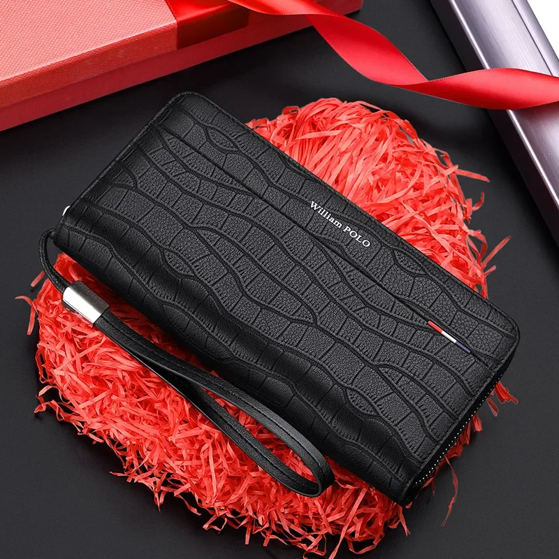 Men's Handbag New fashion large capacity handbag men's business double zipper long wallet