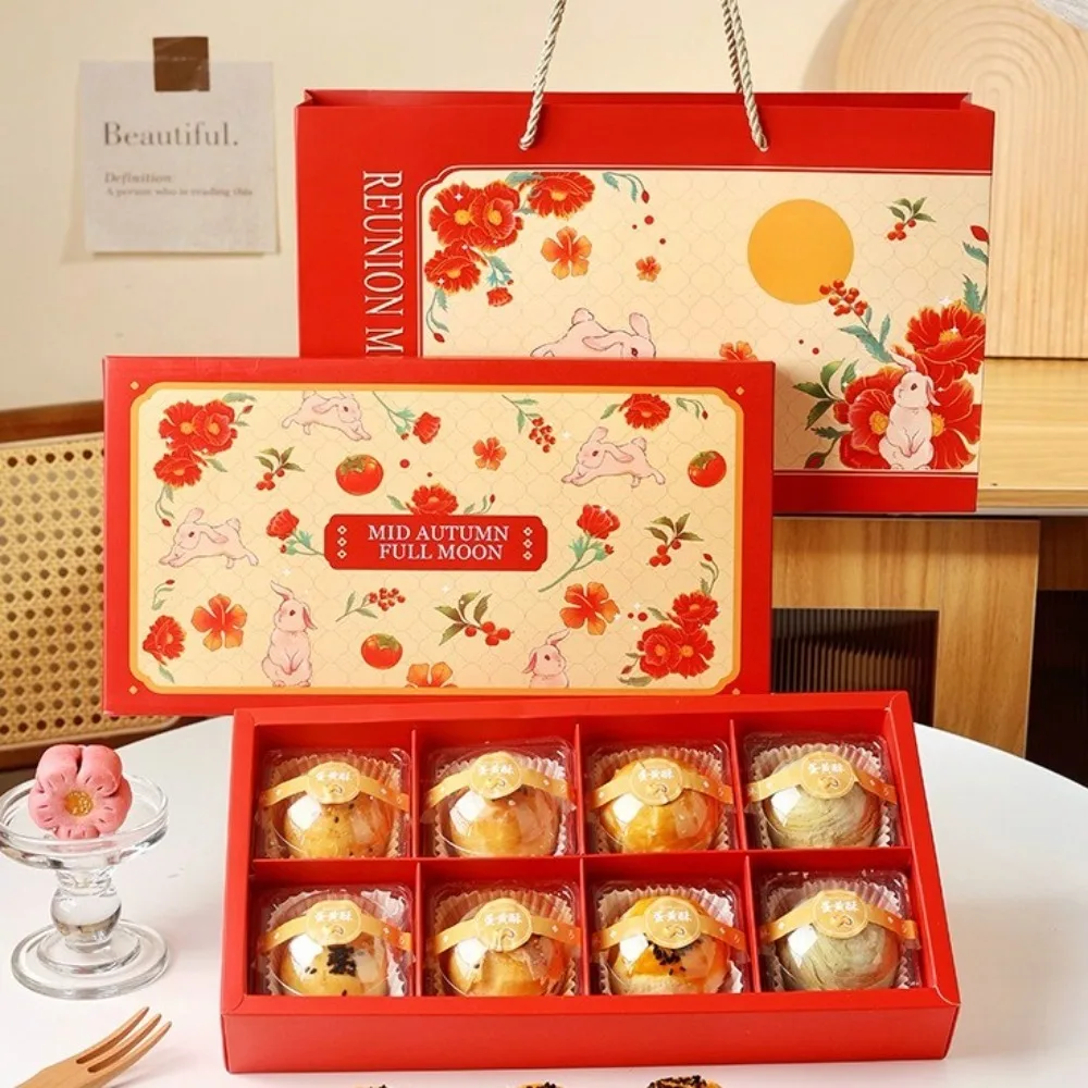 

5 Set Chinese Style Mid-Autumn Gift Box 6/8 Grids Luxury Egg Yolk Crisp Gift Box Rabbit Empty Box Pastry Packaging Box