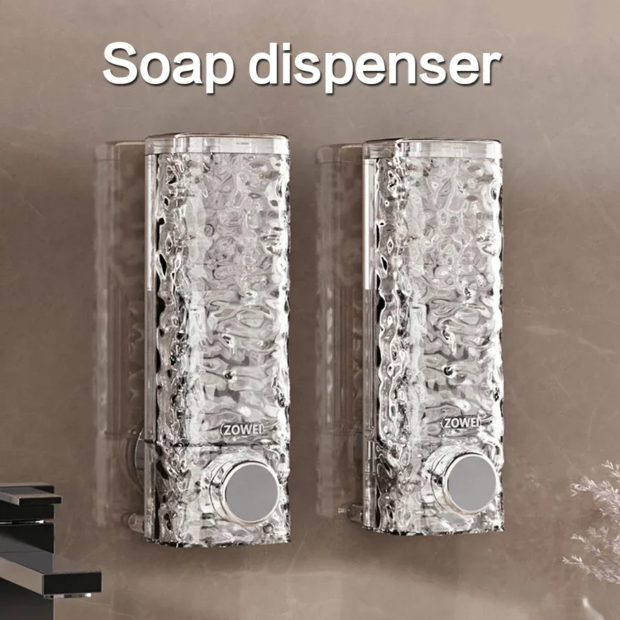 Wall Mounted Soap Dispenser Manual Push Foam Liquid Hand Sanitizer Bottle Bathroom Kitchen Hotel Suction Cup No Drill Refillable